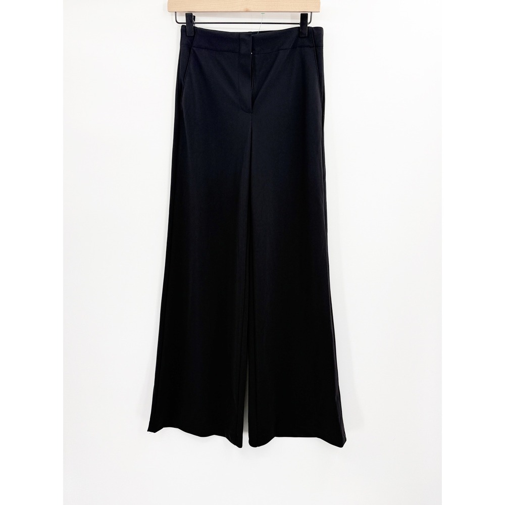 Theory Womens Black Wide Leg Crepe Trousers Dress Pants Size 0
